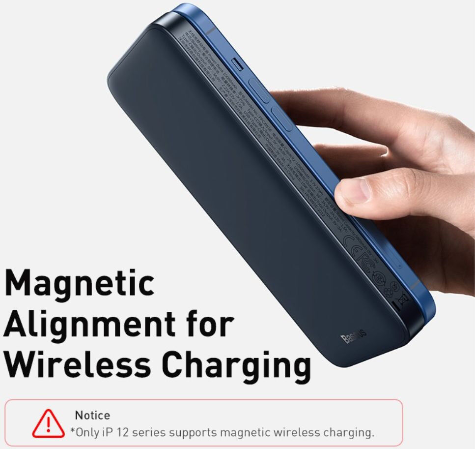 Baseus Powerbank 10.000 mAh 20W Geschikt voor Apple MagSafe Blauw afbeelding 3