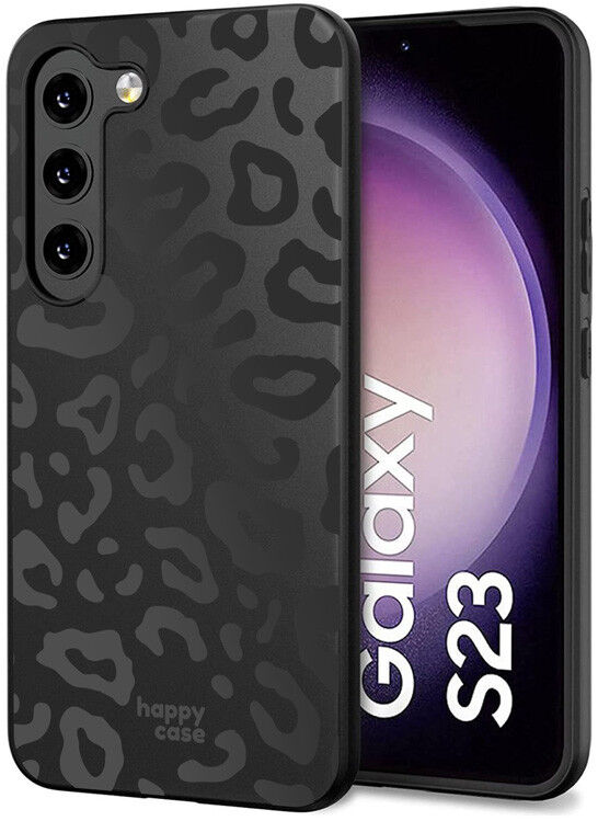 HappyCase Samsung Galaxy S23 Hoesje Flexibel TPU Luipaard Print Zwart afbeelding 2