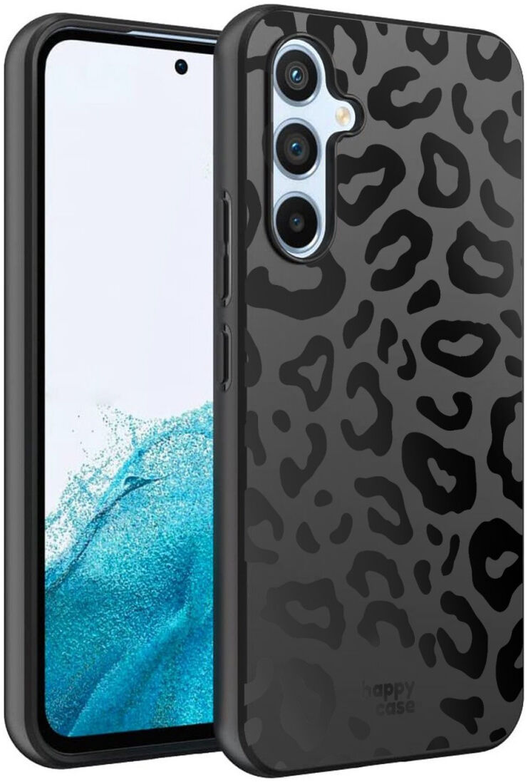 HappyCase Samsung Galaxy A54 Hoesje Flexibel TPU Luipaard Print Zwart afbeelding 2