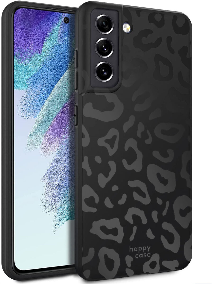 HappyCase Samsung Galaxy S21 FE Hoesje TPU Luipaard Print Zwart afbeelding 2