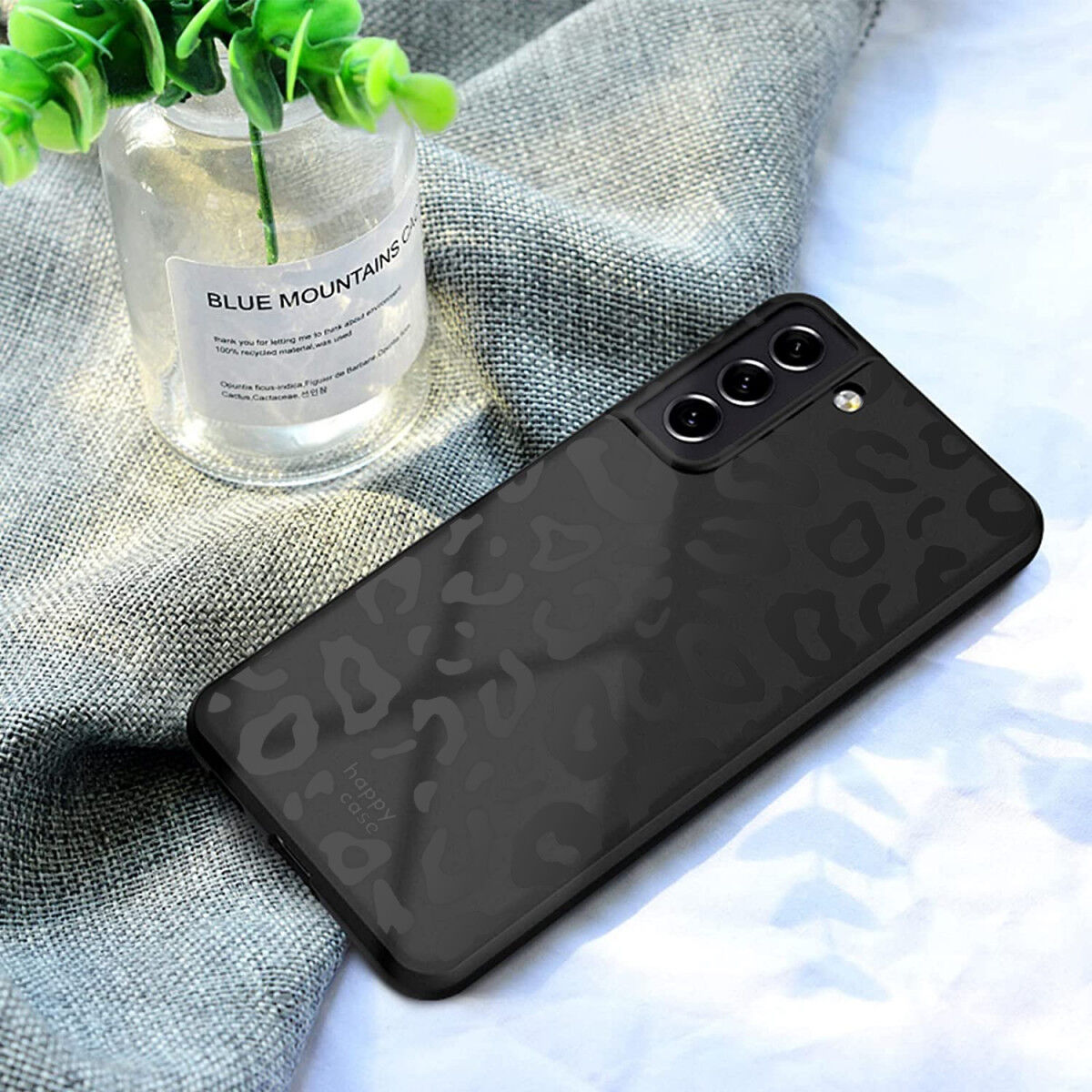 HappyCase Samsung Galaxy S21 FE Hoesje TPU Luipaard Print Zwart afbeelding 4