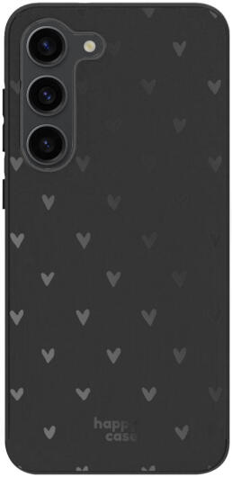 HappyCase Samsung  Galaxy S23 Hoesje Flexibel TPU Hartjes Print Zwart afbeelding 1