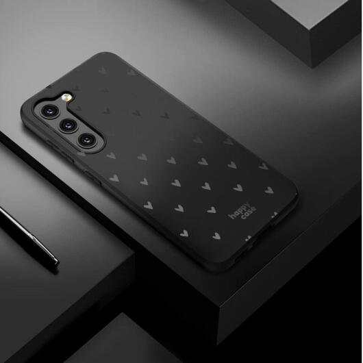 HappyCase Samsung  Galaxy S23 Hoesje Flexibel TPU Hartjes Print Zwart afbeelding 5