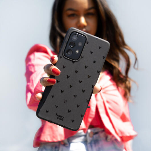 HappyCase Samsung  Galaxy S23 Hoesje Flexibel TPU Hartjes Print Zwart afbeelding 6