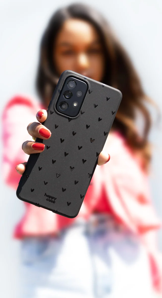 HappyCase Samsung Galaxy A52 / A52S Hoesje Flexibel TPU Hartjes Zwart afbeelding 6