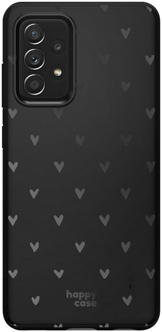 HappyCase Samsung Galaxy A52 / A52S Hoesje Flexibel TPU Hartjes Zwart afbeelding 1