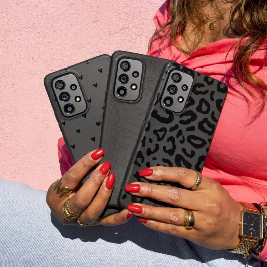 HappyCase Samsung Galaxy A52 / A52S Hoesje Flexibel TPU Hartjes Zwart afbeelding 5