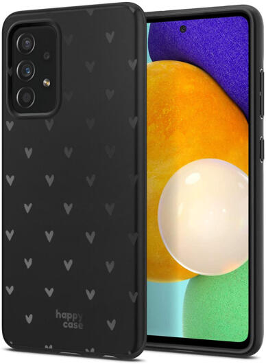 HappyCase Samsung Galaxy A52 / A52S Hoesje Flexibel TPU Hartjes Zwart afbeelding 2