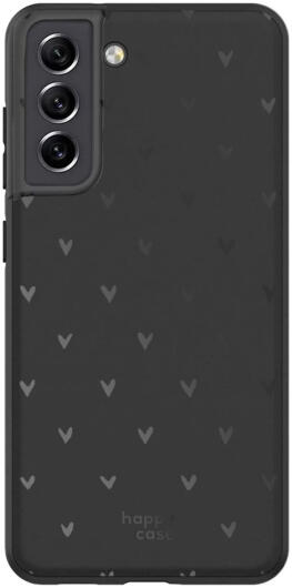 HappyCase Samsung Galaxy S21 FE Hoesje TPU Hartjes Print Zwart afbeelding 1