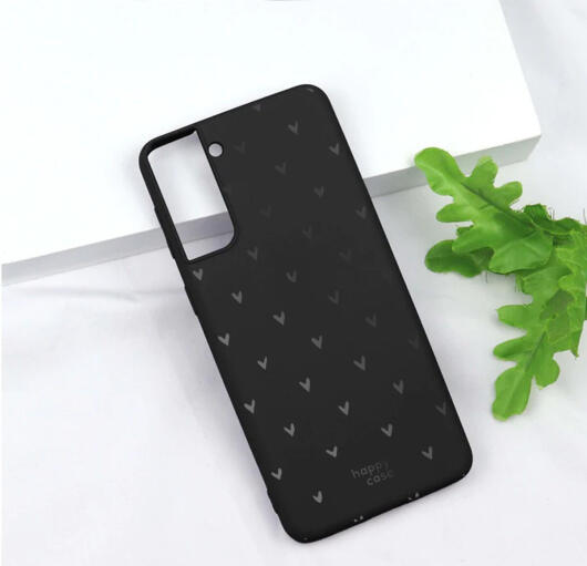 HappyCase Samsung Galaxy S21 FE Hoesje TPU Hartjes Print Zwart afbeelding 5
