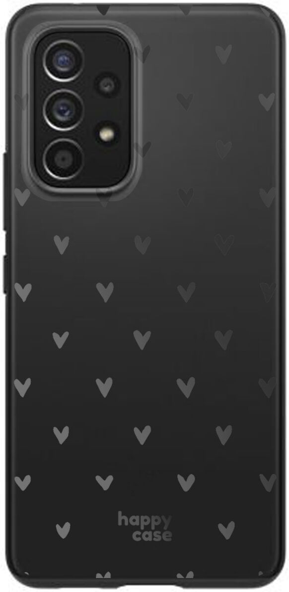 HappyCase Samsung Galaxy A53 Hoesje Flexibel TPU Hartjes Print Zwart afbeelding 1