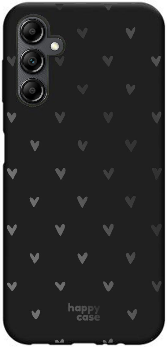 HappyCase Samsung Galaxy A14 Hoesje Flexibel TPU Hartjes Print Zwart afbeelding 1