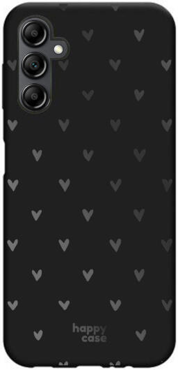 HappyCase Samsung Galaxy A14 Hoesje Flexibel TPU Hartjes Print Zwart afbeelding 1
