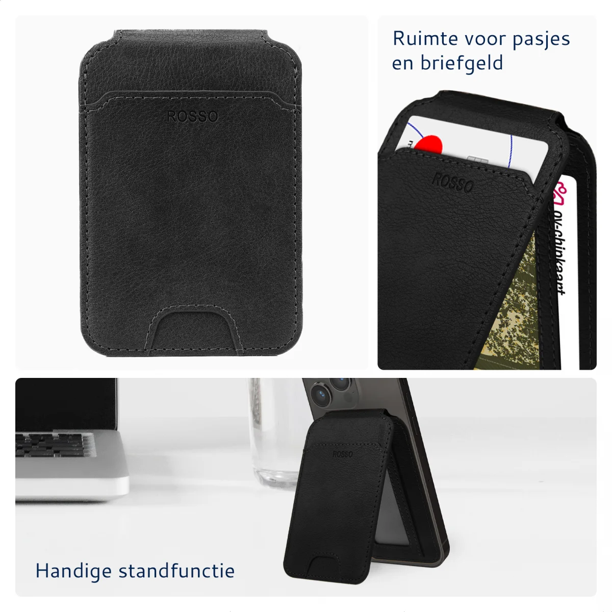 Rosso Element MagSafe Kaarthouder voor Pasjes / Portemonnee Zwart afbeelding 3
