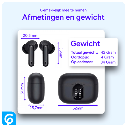 SBG Draadloze Oordopjes Noise Cancelling Bluetooth met Display Zwart afbeelding 7