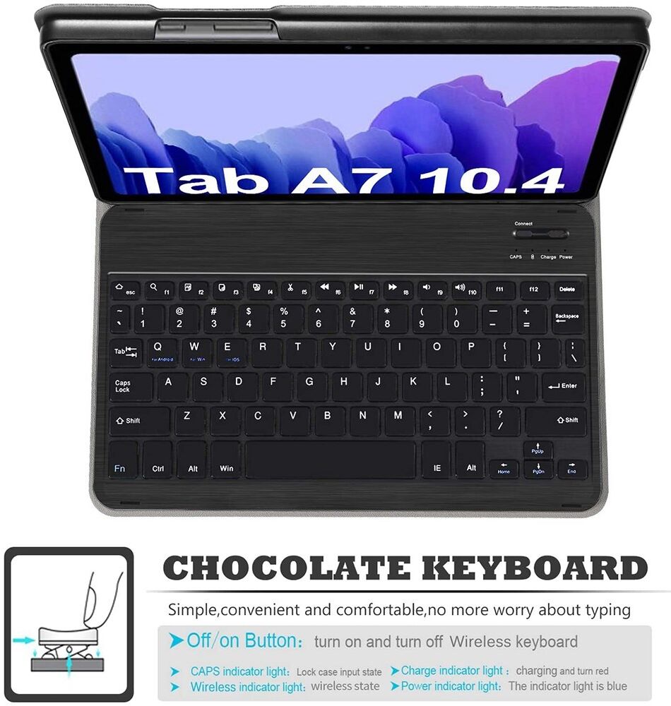 Samsung Galaxy Tab A7 (2020 / 2022) Bluetooth Toetsenbord Hoes Zwart afbeelding 8