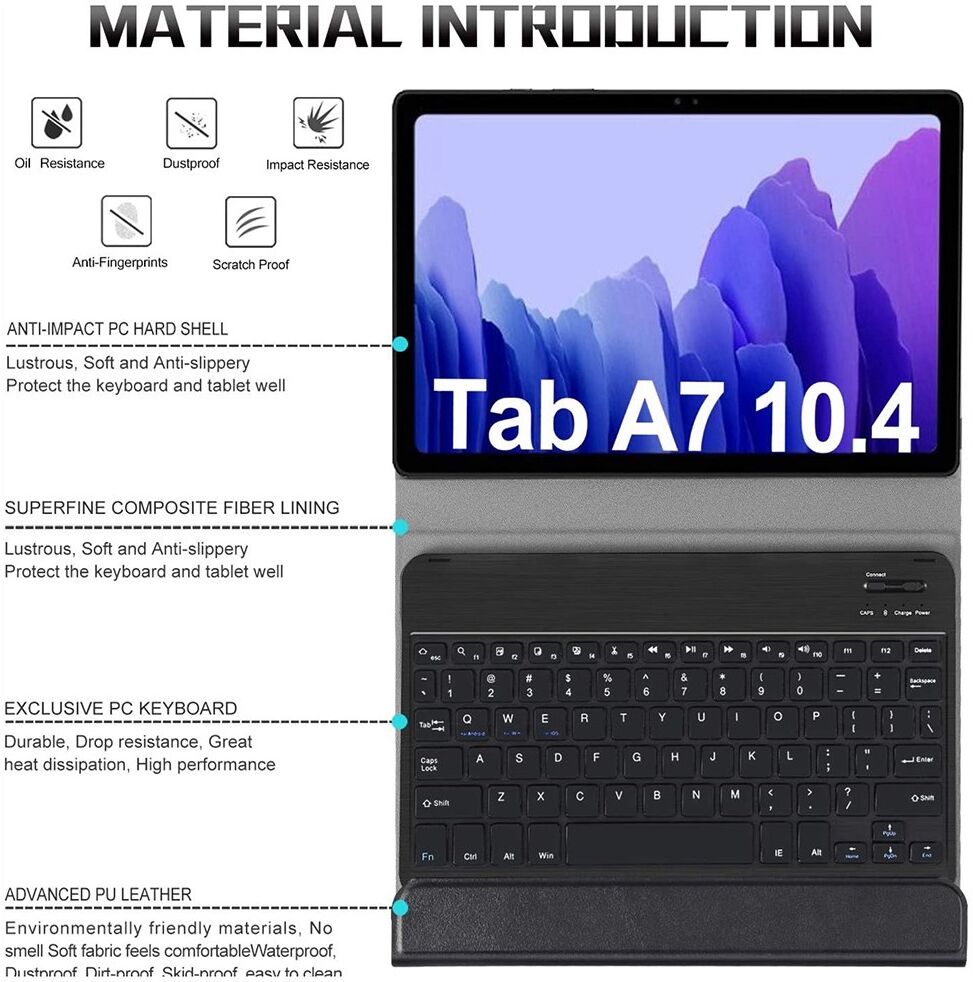 Samsung Galaxy Tab A7 (2020 / 2022) Bluetooth Toetsenbord Hoes Zwart afbeelding 9
