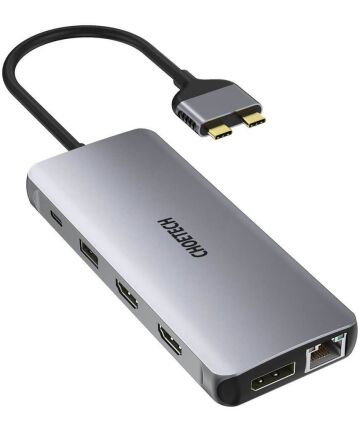 Choetech USB-C Thunderbolt Docking Station Adapter voor MacBook Grijs Kabels