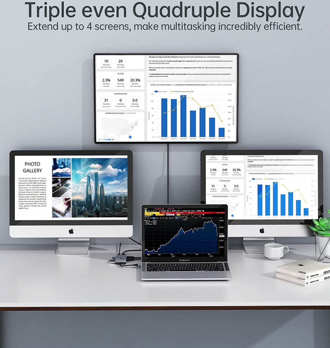 Choetech USB-C Thunderbolt Docking Station Adapter voor MacBook Grijs afbeelding 4