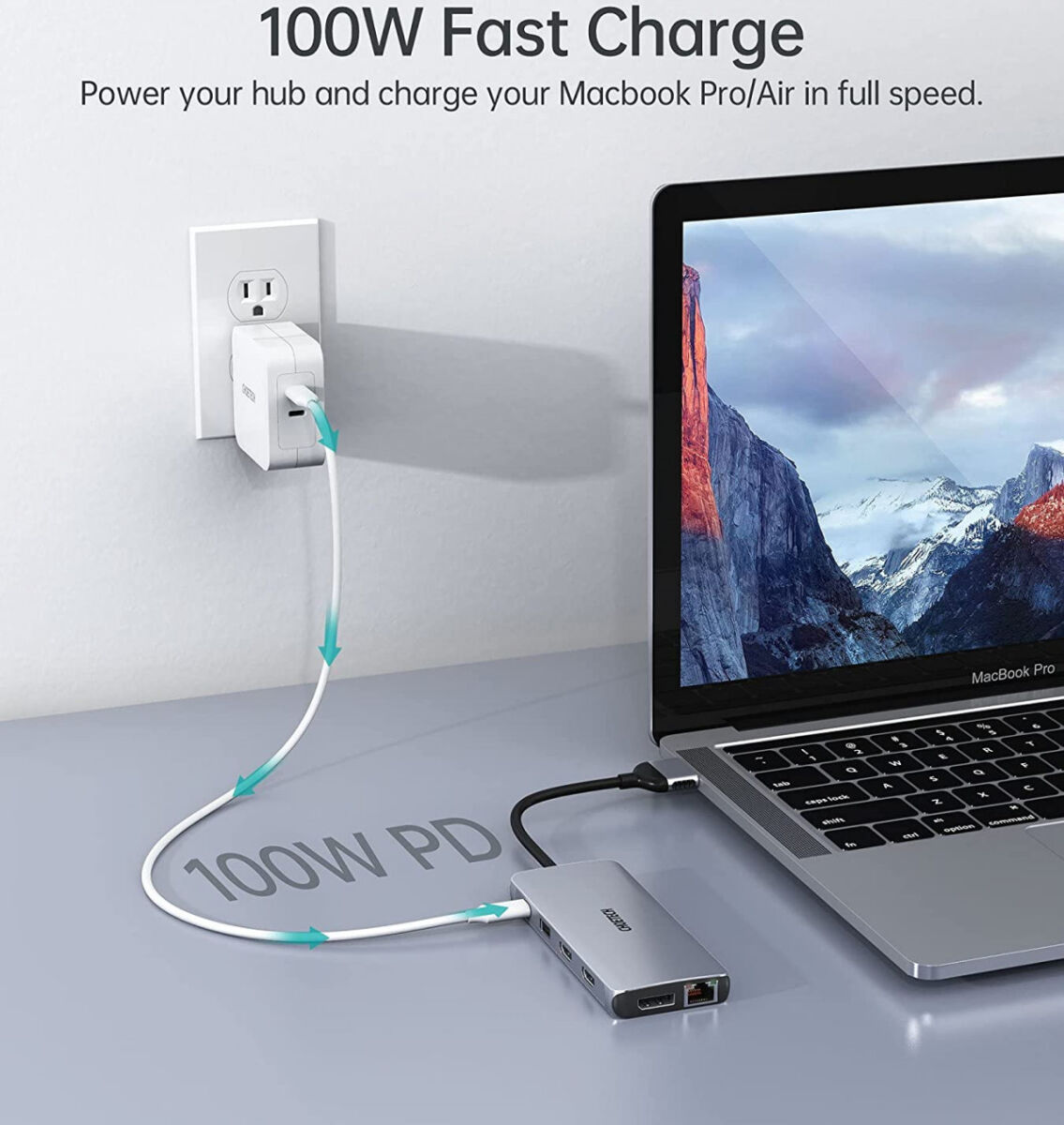 Choetech USB-C Thunderbolt Docking Station Adapter voor MacBook Grijs afbeelding 7