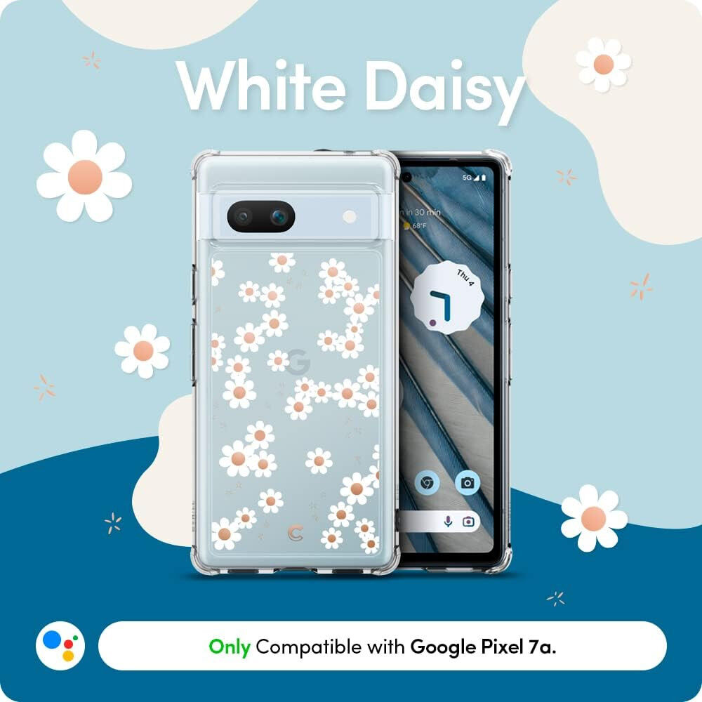 Spigen Cyrill Cecile Google Pixel 7a Hoesje Back Cover White Daisy afbeelding 2