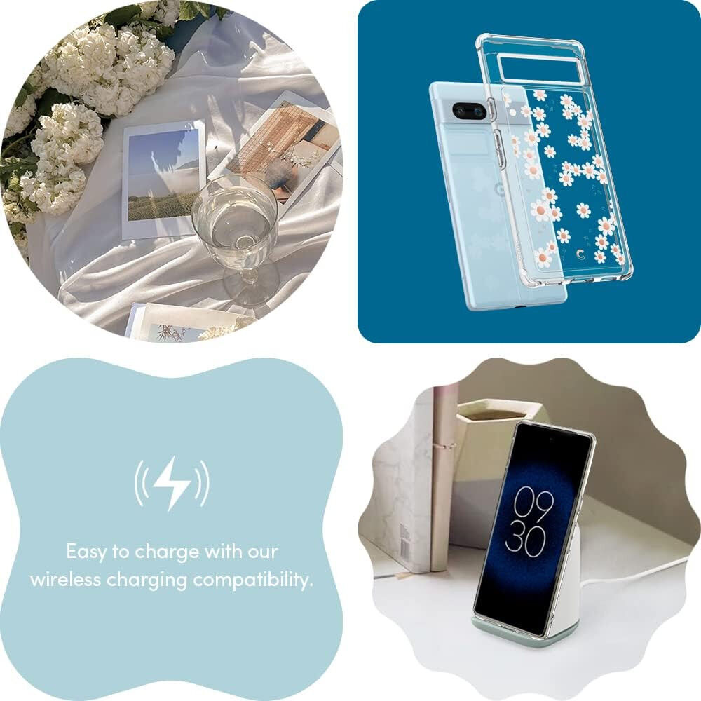 Spigen Cyrill Cecile Google Pixel 7a Hoesje Back Cover White Daisy afbeelding 7