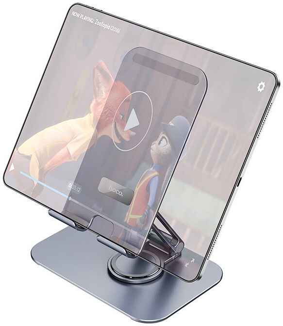 Hoco Universele Verstelbare Smartphone/Tablet/iPad Bureau Houder Grijs afbeelding 2