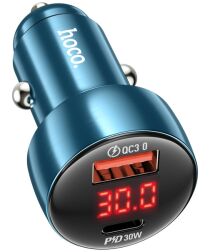 Hoco Z50 Auto Snellader 48W met Power Delivery en Quick Charge Blauw