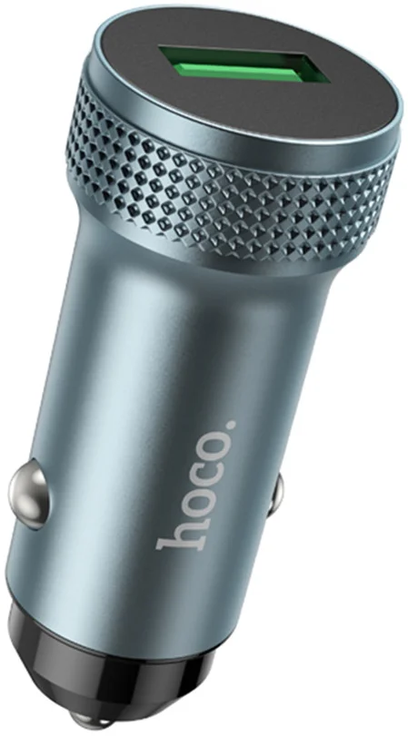 Hoco Z49A USB-A Autolader 18W met Quick Charge 3.0 Grijs afbeelding 1