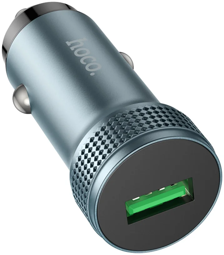 Hoco Z49A USB-A Autolader 18W met Quick Charge 3.0 Grijs afbeelding 2