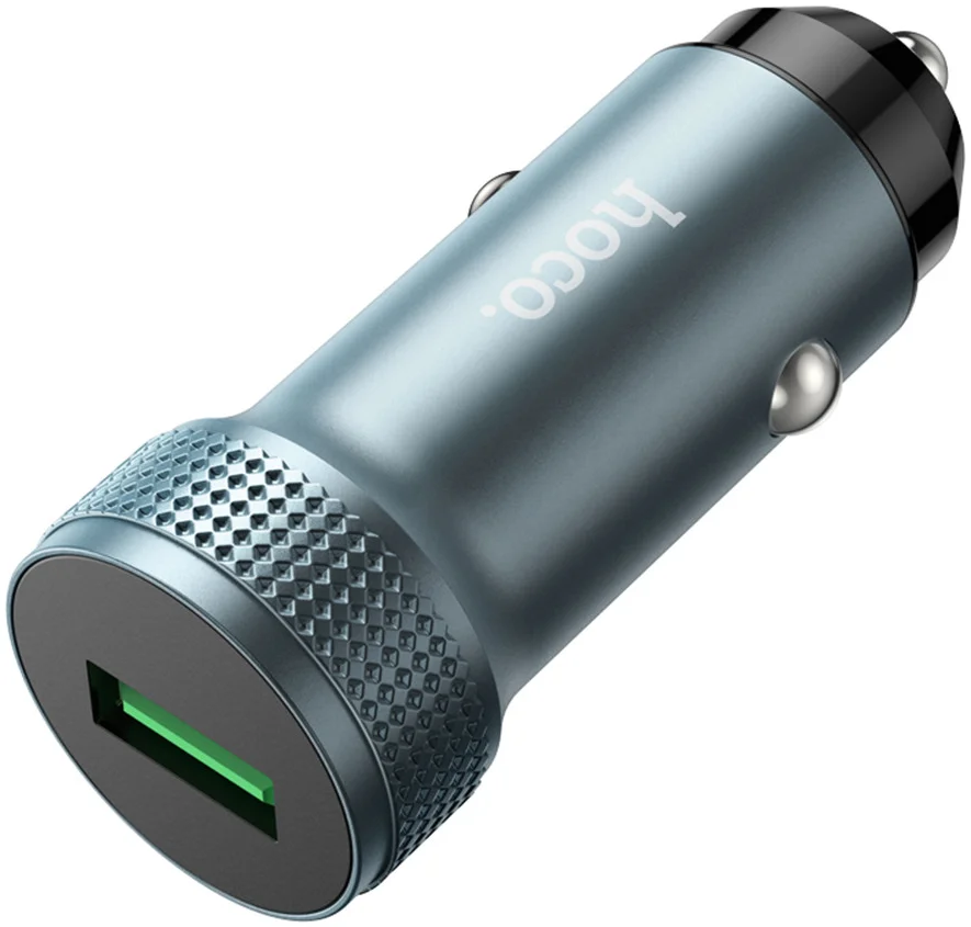 Hoco Z49A USB-A Autolader 18W met Quick Charge 3.0 Grijs afbeelding 3