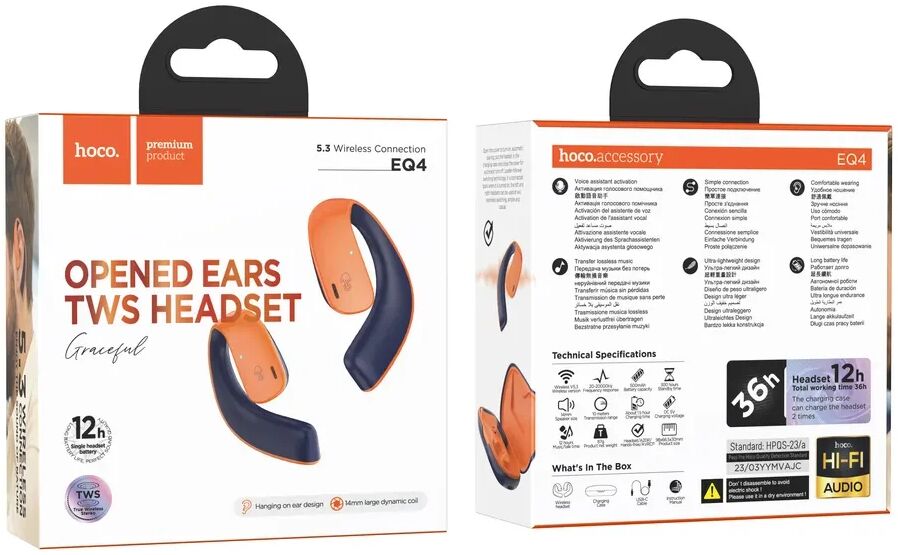 Hoco EQ4 True Wireless Headset Draadloze Over-Ear Oordopjes Blauw afbeelding 5