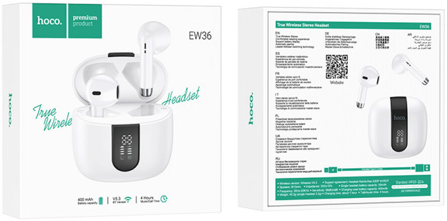 Hoco EW36 Delicate Draadloze Bluetooth Oordoppen Wit afbeelding 6