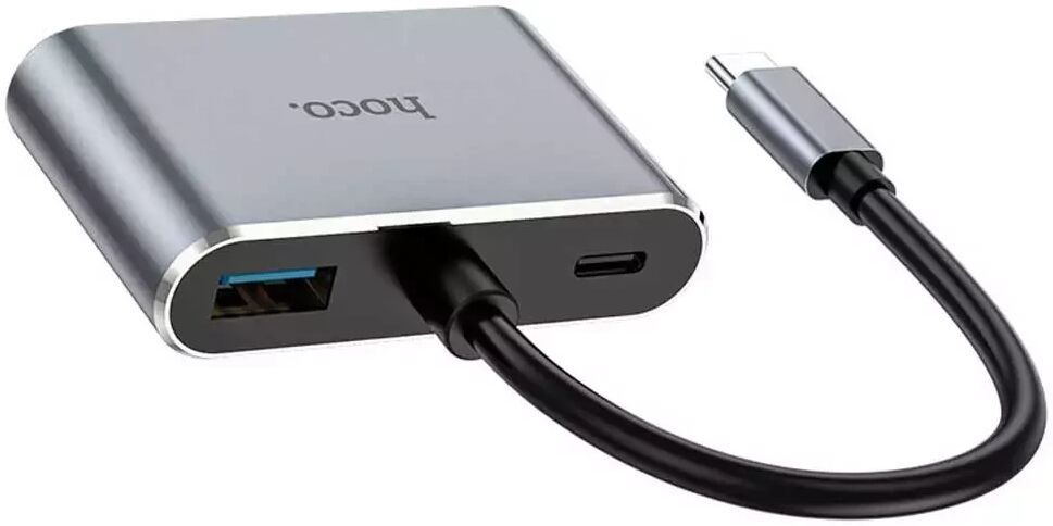 Hoco USB-C naar HDMI 4K 30Hz / VGA 1080p / 100W USB-C 5 Gbps Hub Grijs afbeelding 1