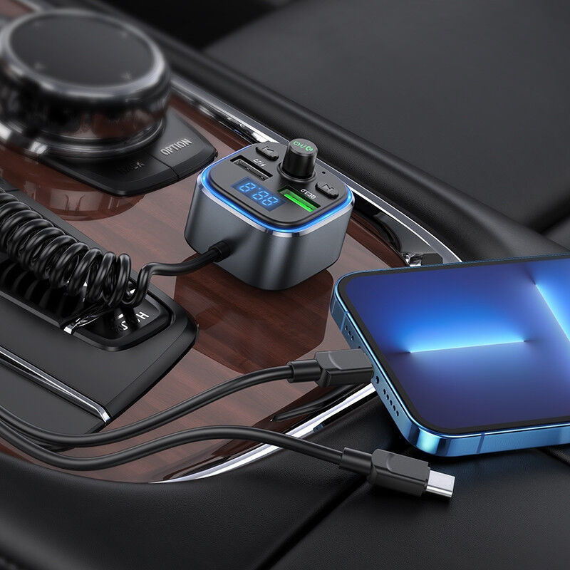Hoco Bluetooth 5.0 Muziek Transmitter en Autolader + Universele Kabel afbeelding 3