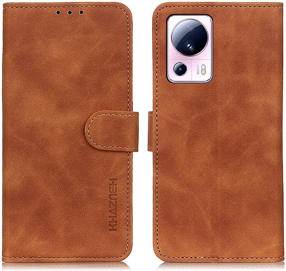 KHAZNEH Xiaomi 13 Lite Hoesje Retro Wallet Book Case Bruin afbeelding 2