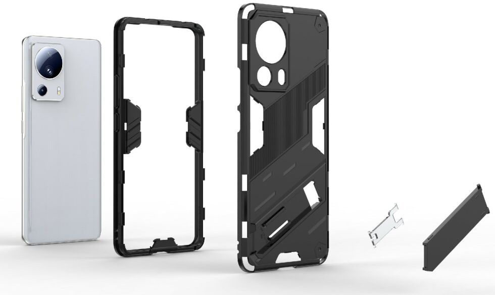 Xiaomi 13 Lite Hoesje Shockproof Kickstand Back Cover Zwart afbeelding 7