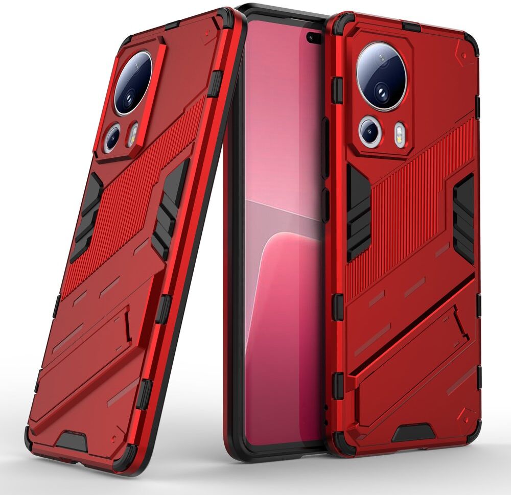 Xiaomi 13 Lite Hoesje Shockproof Kickstand Back Cover Rood afbeelding 2