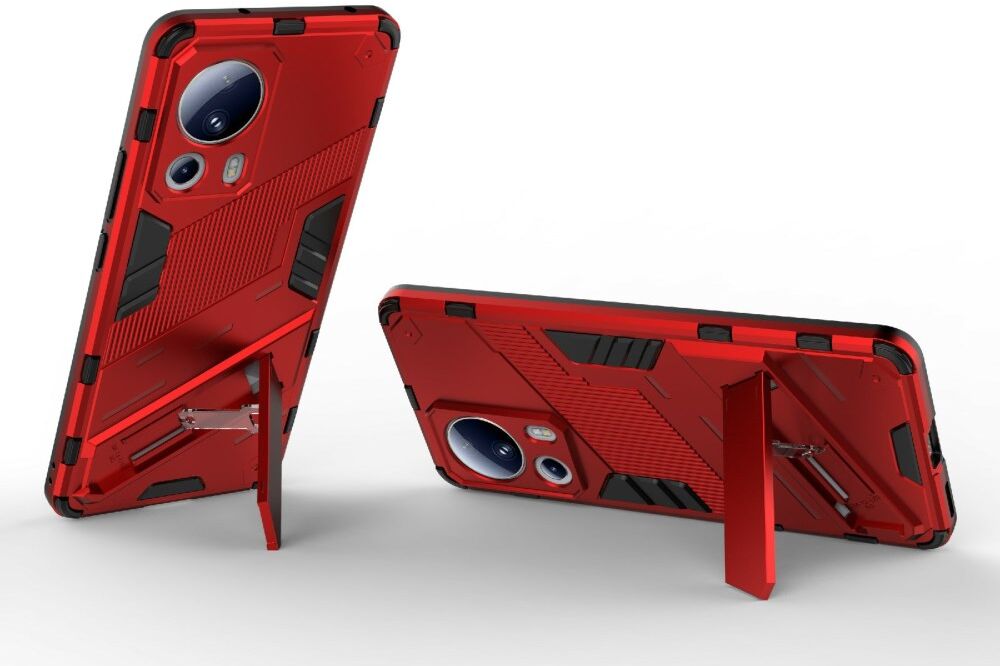 Xiaomi 13 Lite Hoesje Shockproof Kickstand Back Cover Rood afbeelding 3