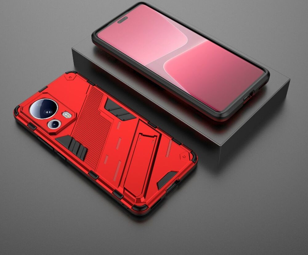 Xiaomi 13 Lite Hoesje Shockproof Kickstand Back Cover Rood afbeelding 5