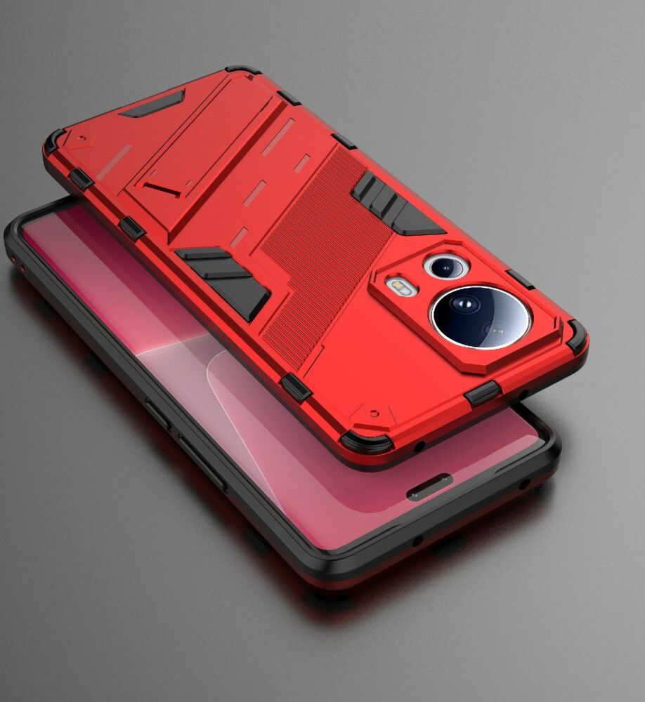 Xiaomi 13 Lite Hoesje Shockproof Kickstand Back Cover Rood afbeelding 6