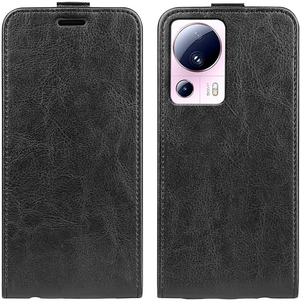 Xiaomi 13 Lite Hoesje Verticale Flip Wallet Case Kunstleer Zwart afbeelding 3