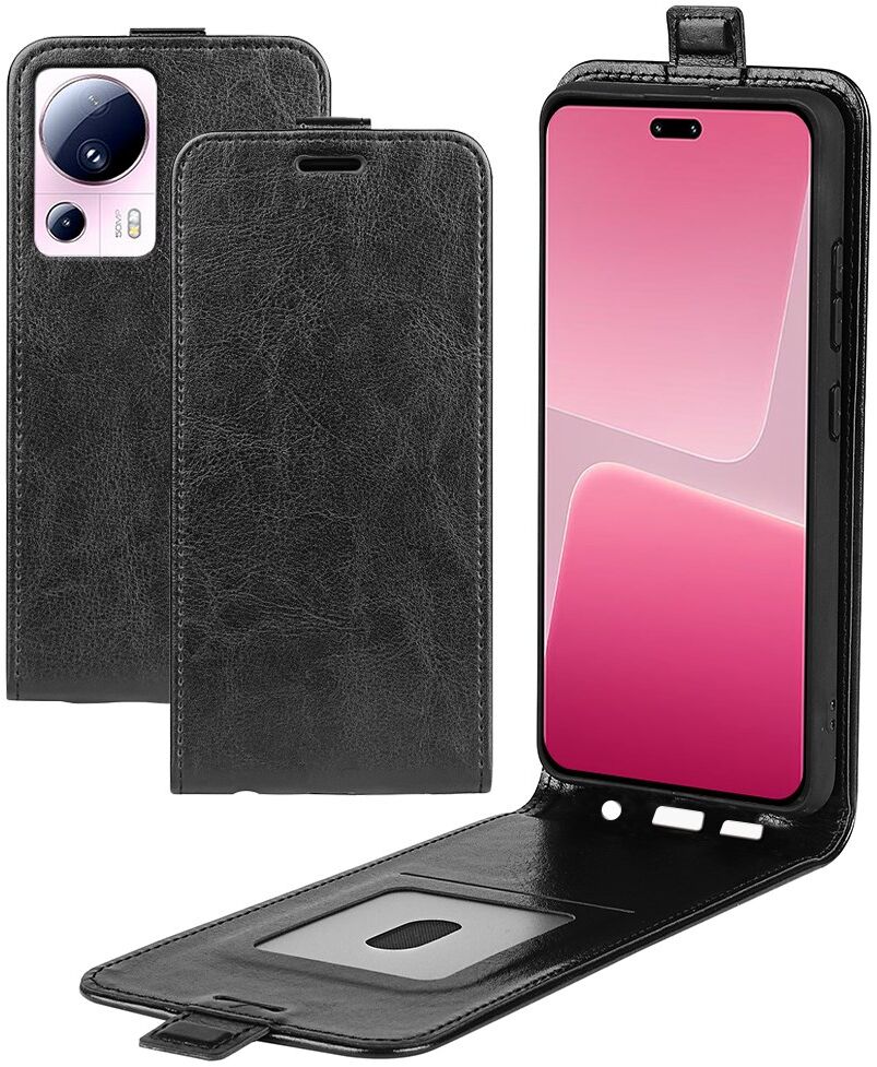 Xiaomi 13 Lite Hoesje Verticale Flip Wallet Case Kunstleer Zwart afbeelding 9