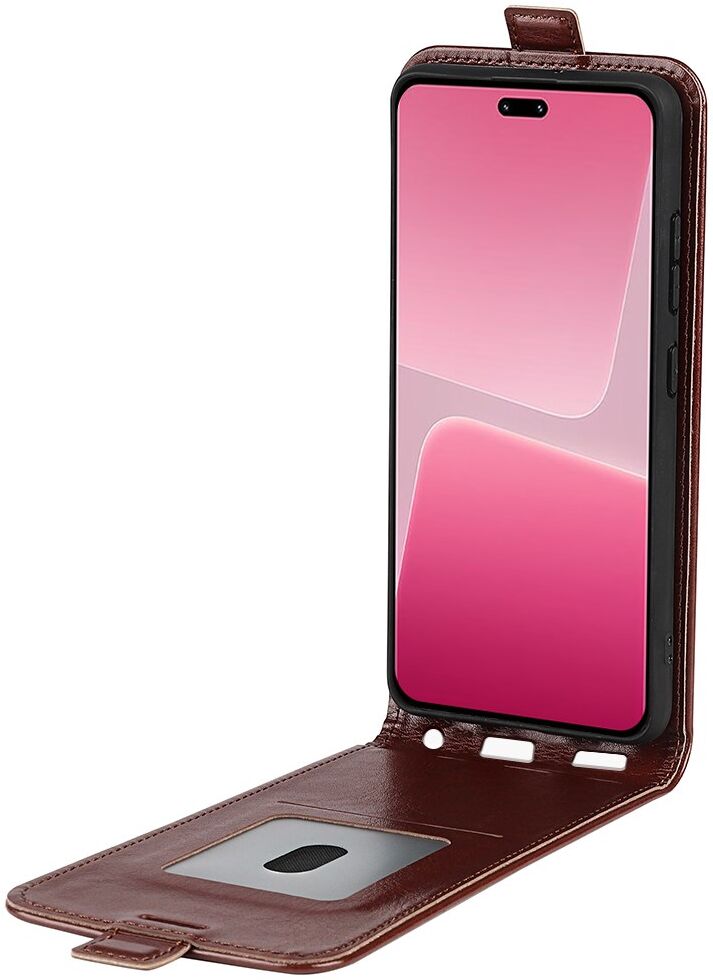 Xiaomi 13 Lite Hoesje Verticale Flip Wallet Case Kunstleer Bruin afbeelding 1