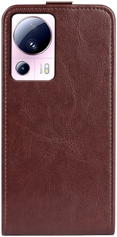 Xiaomi 13 Lite Hoesje Verticale Flip Wallet Case Kunstleer Bruin afbeelding 5