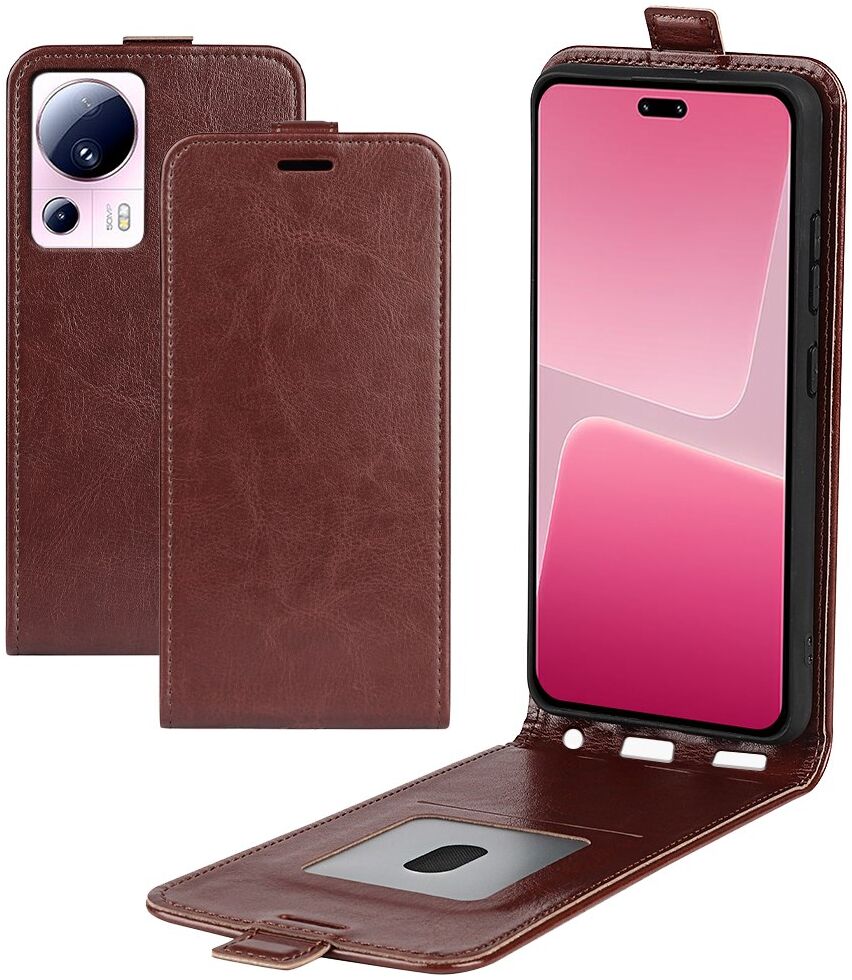 Xiaomi 13 Lite Hoesje Verticale Flip Wallet Case Kunstleer Bruin afbeelding 6
