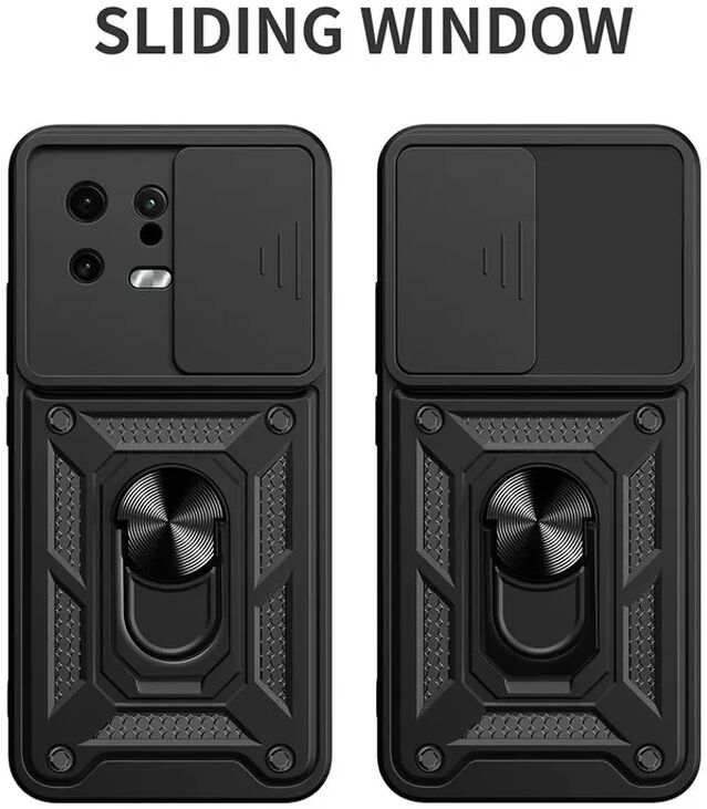 Xiaomi 13 Lite Hoesje met Magnetische Kickstand Ring Zwart afbeelding 2