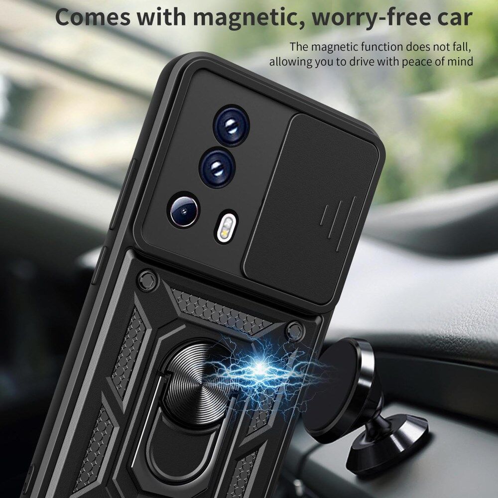 Xiaomi 13 Lite Hoesje met Magnetische Kickstand Ring Rood afbeelding 4