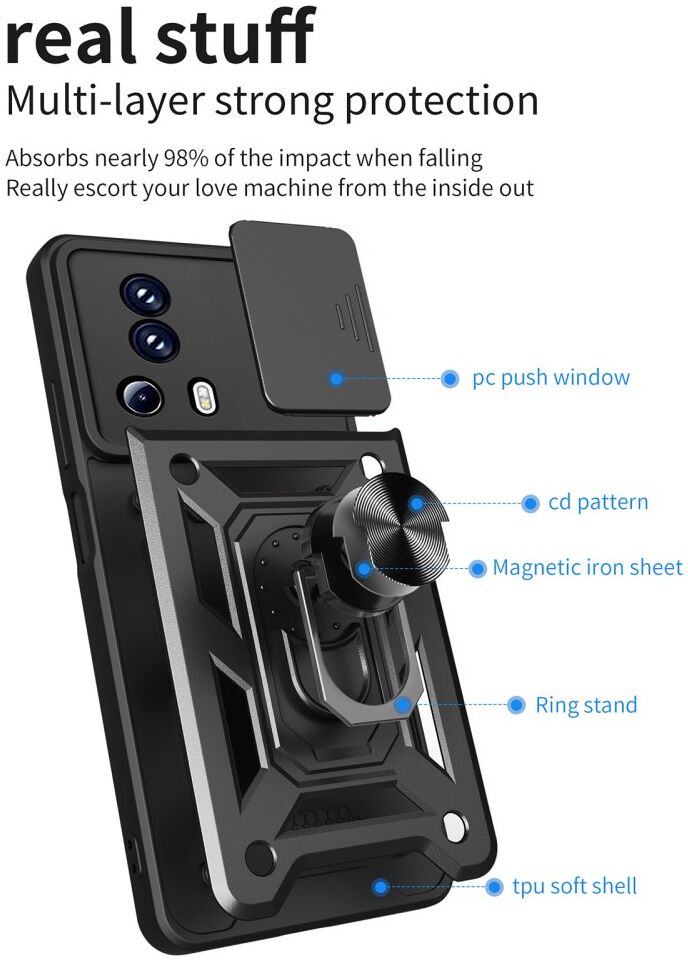 Xiaomi 13 Lite Hoesje met Magnetische Kickstand Ring Rood afbeelding 8