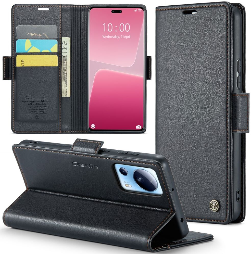 CaseMe 023 Xiaomi 13 Lite Book Case met Pasjeshouder Zwart afbeelding 2